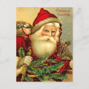 Cartão Postal De Festividades Vintage Santa Claus Postcard