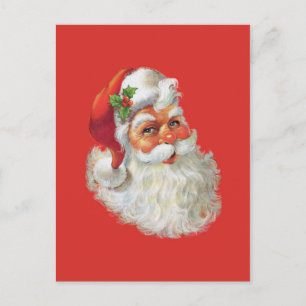 Cartão Postal De Festividades vintage santa claus retrato