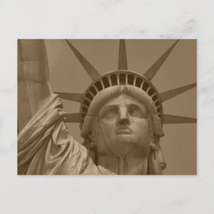 Cartão Postal De Festividades Vintage Sepia Statue of Liberty New York Close-up