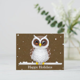 Cartão Postal De Festividades Vintage Snow Owl