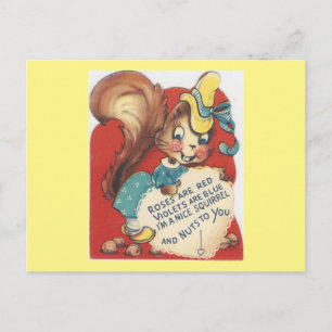 Cartão Postal De Festividades Vintage Squirrel Valentine