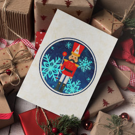 Cartão Postal De Festividades Vintage Starry Night Christmas Nutcracker