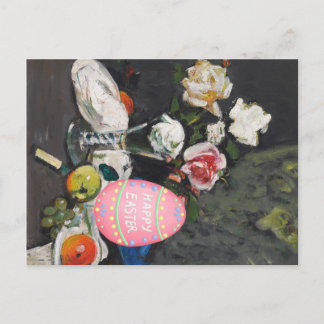 Cartão Postal De Festividades Vintage Still Life Easter Eggs with Classical Art