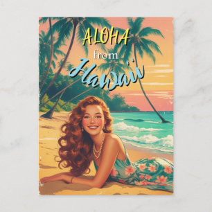 Cartão Postal De Festividades Vintage Style Havaiano Viagem Aloha, do Havaí