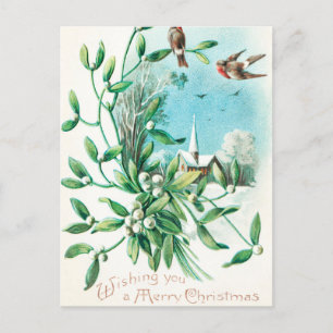 Cartão Postal De Festividades Vintage te desejando um feliz Natal (1910)