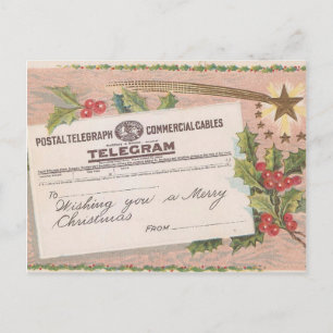 Cartão Postal De Festividades Vintage Telegram Felry Natal