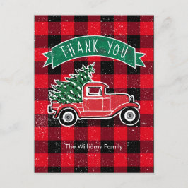 Cartão Postal De Festividades Vintage Truck Red Buffalo - Obrigado