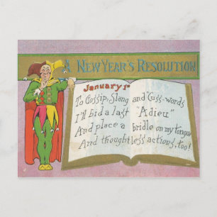 Cartão Postal De Festividades Vintage: uma resolução de ano novo -