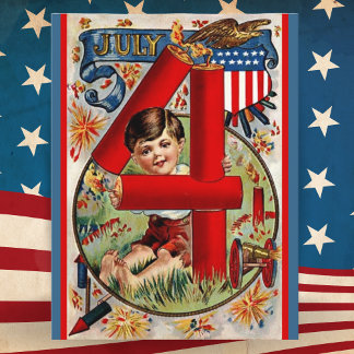 Cartão Postal De Festividades Vintage USA Patriotic 4 de julho
