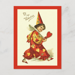 Cartão Postal De Festividades Vintage Valentine Clown Postcard