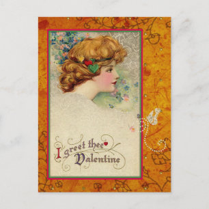 Cartão Postal De Festividades Vintage Valentine Schmucker Girl Gold Butterfly