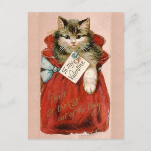 Cartão Postal De Festividades Vintage Victorian Cat Em Dia de os namorados De Sa