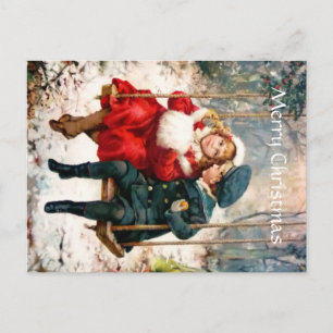 Cartão Postal De Festividades Vintage Victorian Children in Swing Postcard