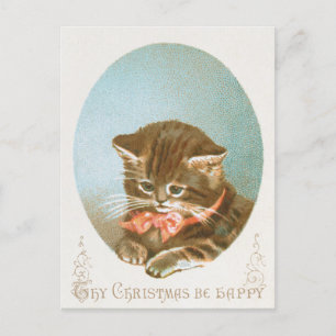 Cartão Postal De Festividades Vintage Victorian Coquette Christmas Cat