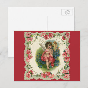 Cartão Postal De Festividades Vintage Victorian Dia de os namorados Cherub ao te