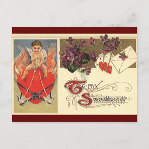 Cartão Postal De Festividades Vintage Victorian Dia de os namorados To My Swethe