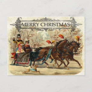 Cartão Postal De Festividades Vintage Victorian Felry Christmas