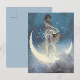 Cartão Postal De Festividades Vintage Victorian Star Scattering Angels