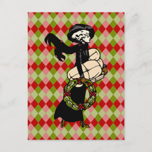 Cartão Postal De Festividades Vintage Vitoriano Comprando Impressão