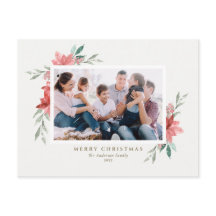 Vintage Watercolor Red Poinsettia Foto de Natal