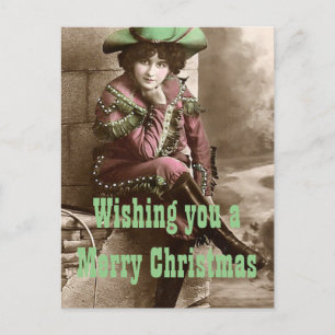 Cartão Postal De Festividades Vintage Western Fashion Christmas