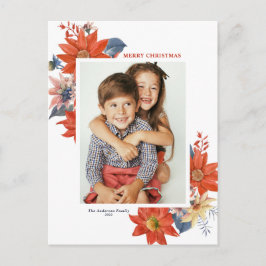 Cartão Postal De Festividades Vintage Winter Botanicals Feliz Foto de Natal