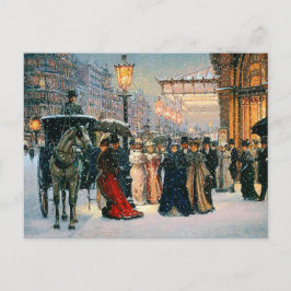 Cartão Postal De Festividades Vintage Winter Parisiense Scense