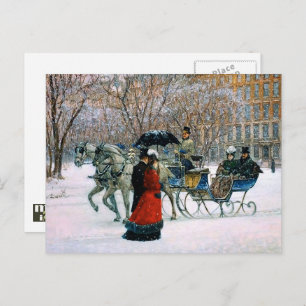 Cartão Postal De Festividades Vintage Winter Parisiense Scense Christmas