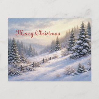 Cartão Postal De Festividades Vintage Winter Snowy Pine Forest Landscape 