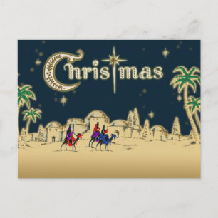 Cartão Postal De Festividades Vintage Wisemen/Deserto Natal Religioso