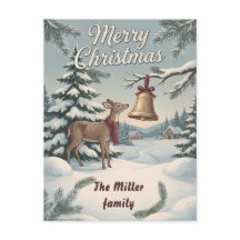 Vintage Woodland Deer & Christmas Bell Custom