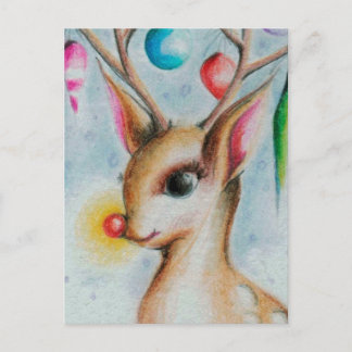 Cartão Postal De Festividades vintage Xmas Bambi