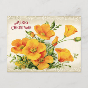 Cartão Postal De Festividades Vintage Yellow Flowers Saudação Cartão de Férias