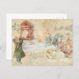 Cartão Postal De Festividades Vintagem "Carta aos Papais noeis"