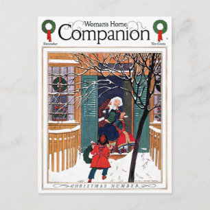 CARTÃO POSTAL DE FESTIVIDADES VINTAGEM "NÚMERO DE NATAL" NA CASA DE GRANDMAS"