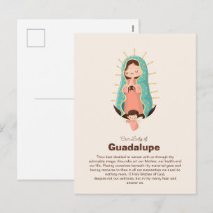 Cartão Postal De Festividades Virgem de Guadalupe Segura por um anjo