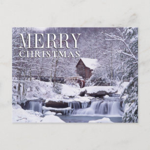 Cartão Postal De Festividades Visão Cênica de Inverno de Glad Creek Mill