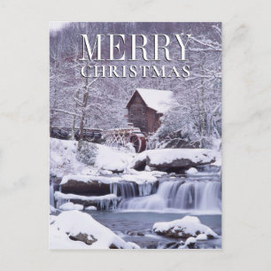 Cartão Postal De Festividades Visão Cênica de Inverno de Glad Creek Mill