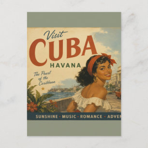 Cartão Postal De Festividades Visita Vintage Cuba Viagens - Saudações de Havana