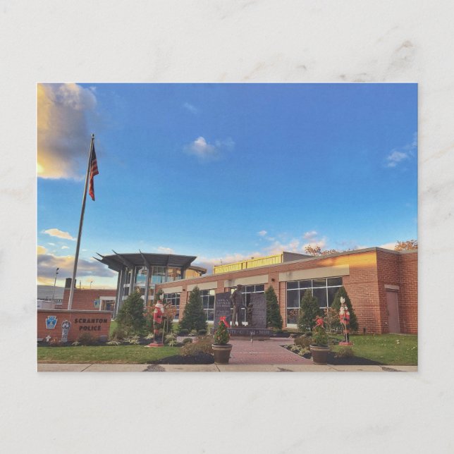 Cartão Postal De Festividades Vista de Feriado do Departamento de Polícia do Car (Frente)