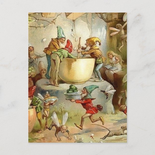 Cartão Postal De Festividades "Vitoriano Fairies" por E S Hardy (Frente)