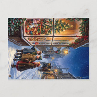 Cartão Postal De Festividades vitrine de loja de brinquedos de Natal