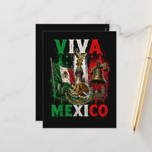 Cartão Postal De Festividades Viva México Dia da Independência do México Retro