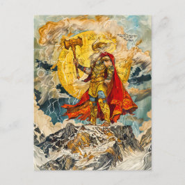 Cartão Postal De Festividades Vivendo Deus Thor na Cor da Água da Montanha como