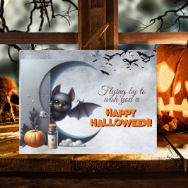 Cartão Postal De Festividades Voando Para Desejar Um Feliz Halloween
