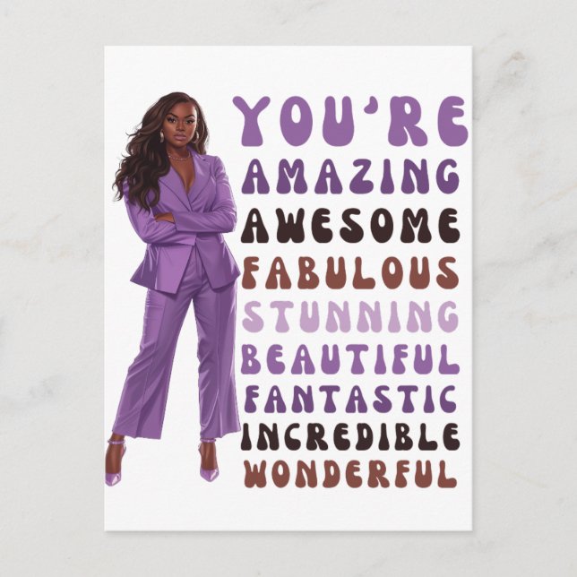 Cartão Postal De Festividades Você é incrível, incrível, fabulosa, incrível irmã (Frente)