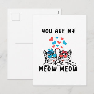 Cartão Postal De Festividades Você É Meu Casal Gato Meow Meow Dia dos Namorados