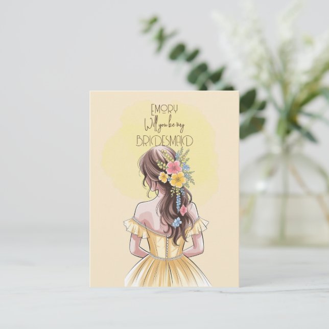 Cartão Postal De Festividades Você Será A Nossa Garota De Bridesmaid? (Em pé/Frente)
