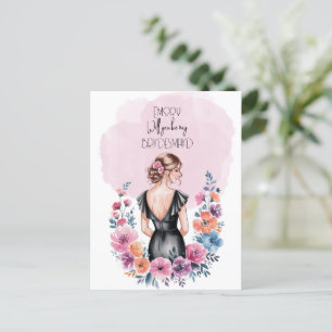 Cartão Postal De Festividades Você Será Minha Bridesmaid Floral?