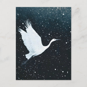 Cartão Postal De Festividades Voo Zen Crane Minimalista Elegante
